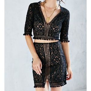 NWT For Love & Lemons Florence Skirt Crop Top Set